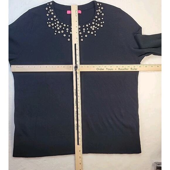 Lilly Pulitzer Odetta Sweater XL Black Sparkly Collar Wool Cashmere EUC - Picture 8 of 11